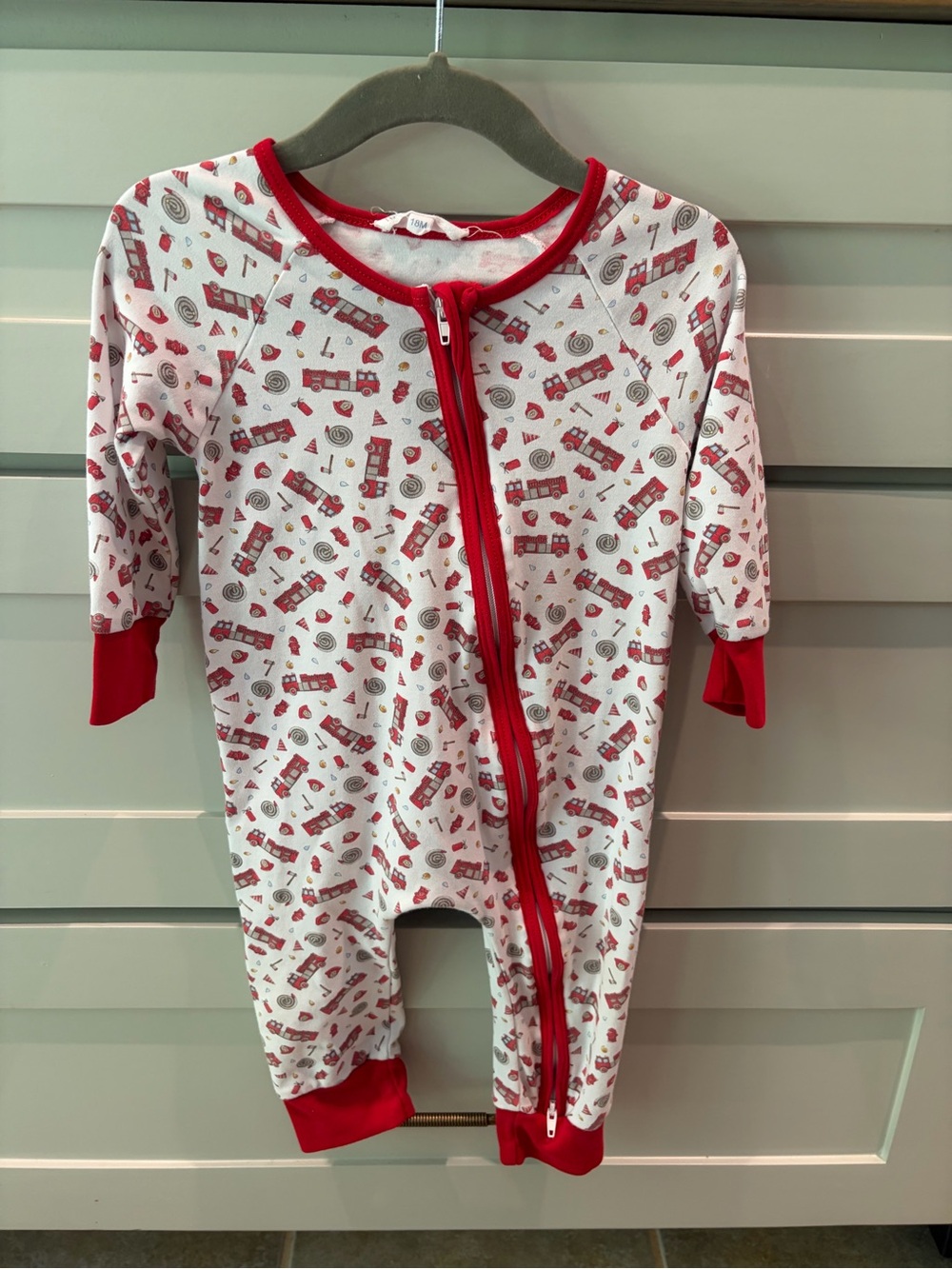 Magnolia White & Red Firetruck Print One-Piece